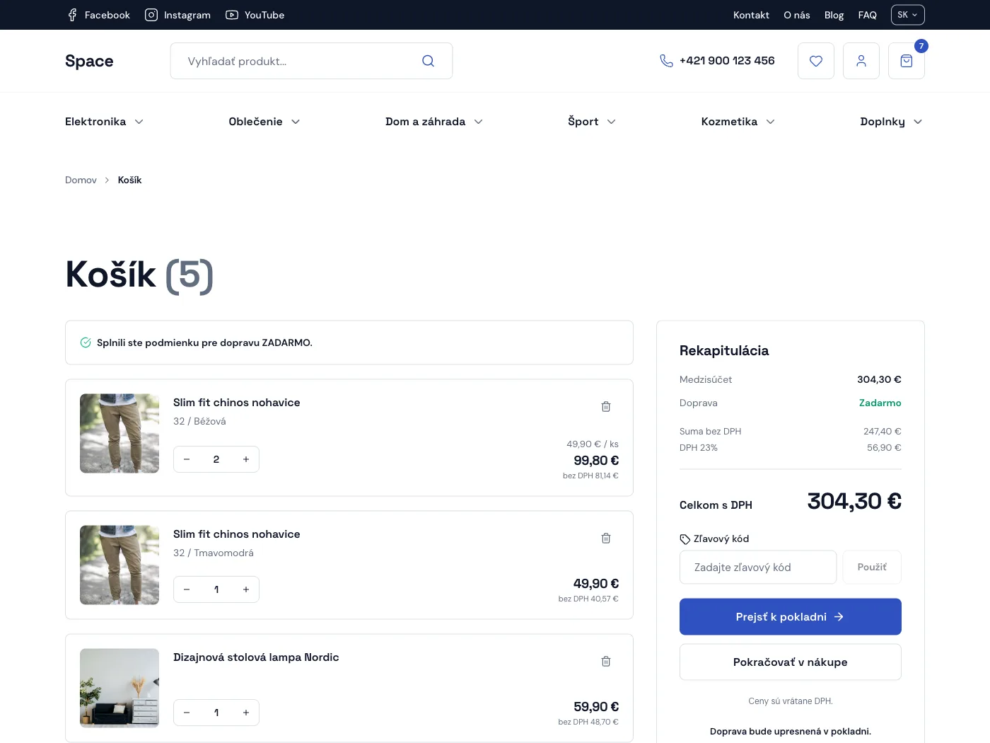 Košík a pokladňa